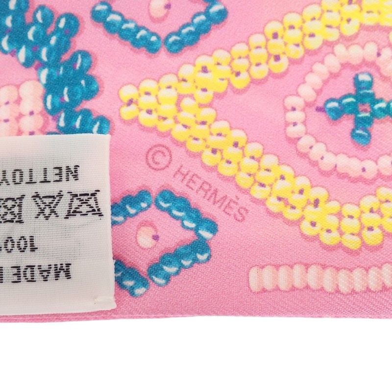 Hermes Kelly en Perles Scarf Silk Pink Blue Gift — view 6