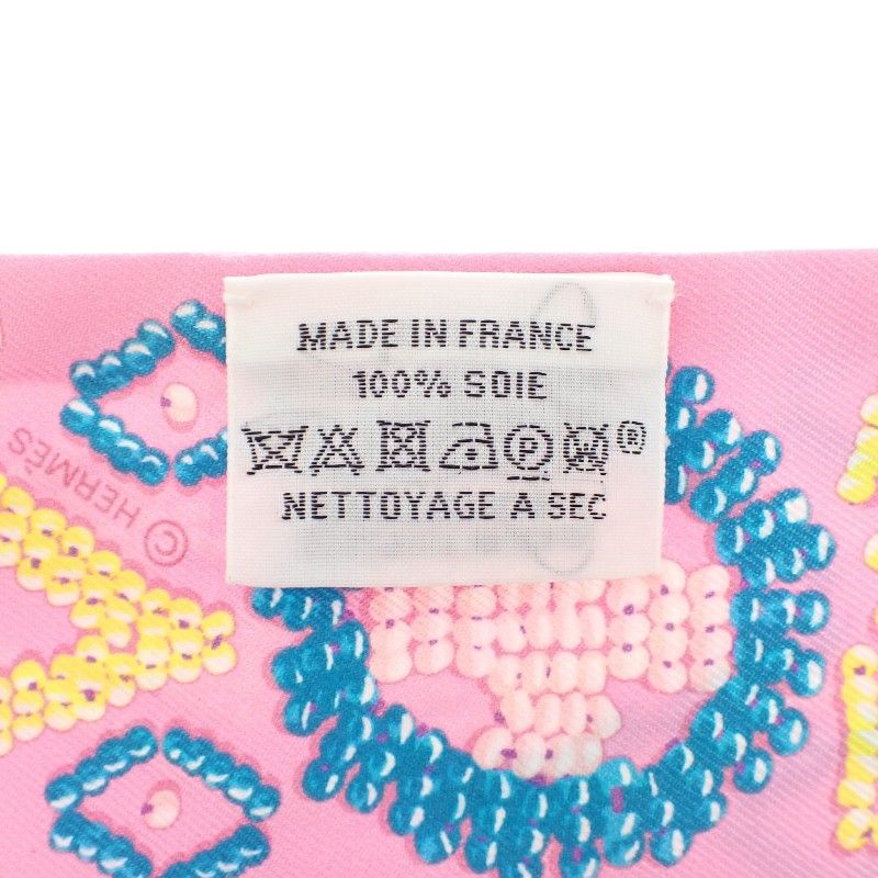 Hermes Kelly en Perles Scarf Silk Pink Blue Gift — view 7
