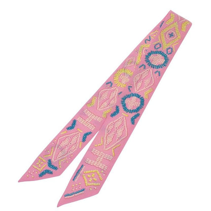 Hermes Kelly en Perles Scarf Silk Pink Blue Gift — view 3