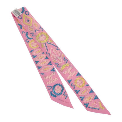 Hermes Kelly en Perles Scarf Silk Pink Blue Gift — view 4