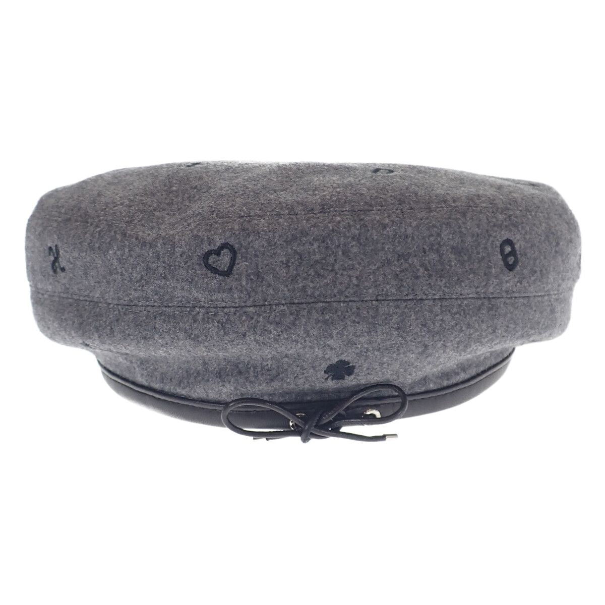 Hermes Santo Honore Charm Beret 58 Cashmere Leather Charbon Gray Hat — view 2
