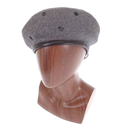 Hermes Santo Honore Charm Beret 58 Cashmere Leather Charbon Gray Hat — view 6