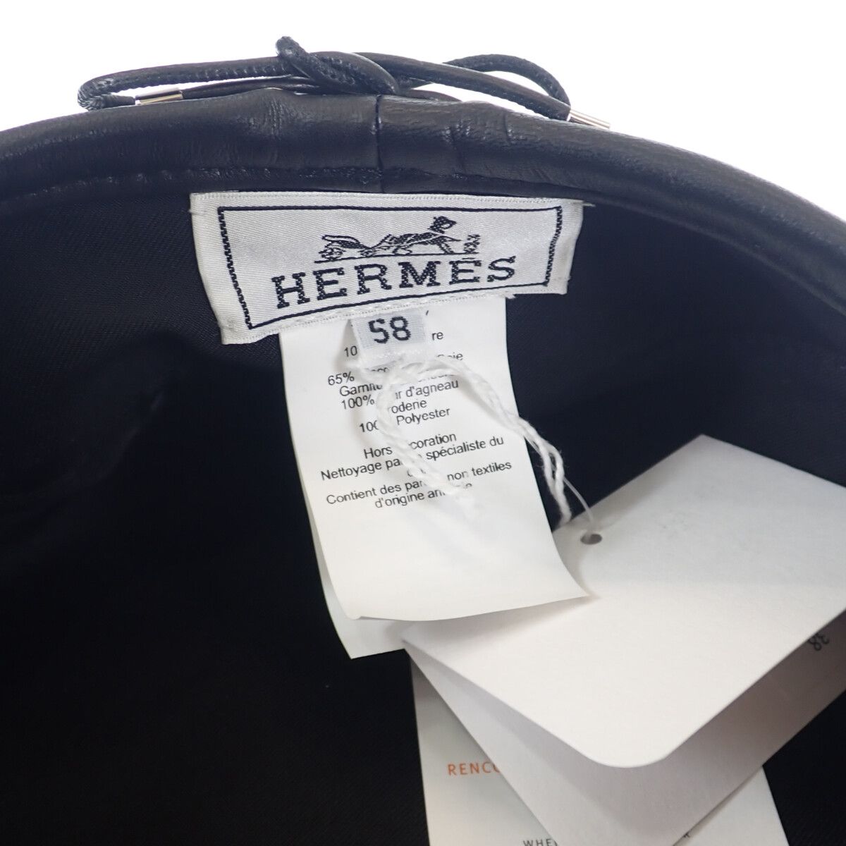 Hermes Santo Honore Charm Beret 58 Cashmere Leather Charbon Gray Hat — view 5