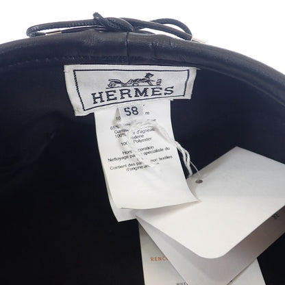 Hermes Santo Honore Charm Beret 58 Cashmere Leather Charbon Gray Hat — view 5