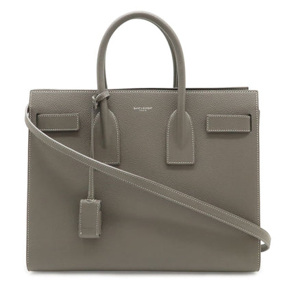 Saint Laurent Paris YSL Sac Dojour Small Handbag 2-Way Shoulder Leather Gray