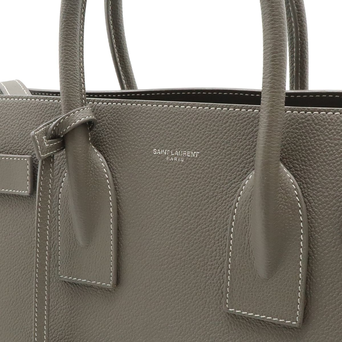 Saint Laurent Paris YSL Sac Dojour Small Handbag 2-Way Shoulder Leather Gray — view 9