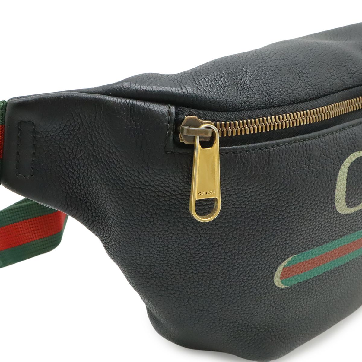 Gucci Print Sherry Line Belt Bag Waist Pouch Leather Pink Green Red Gold — view 4