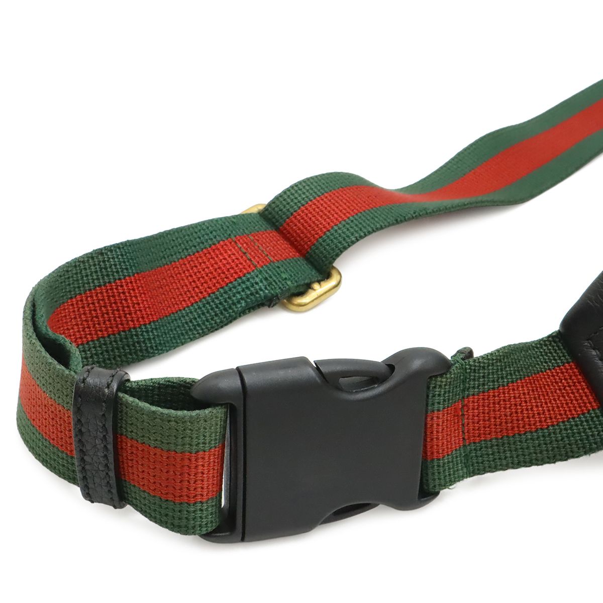 Gucci Print Sherry Line Belt Bag Waist Pouch Leather Pink Green Red Gold — view 7