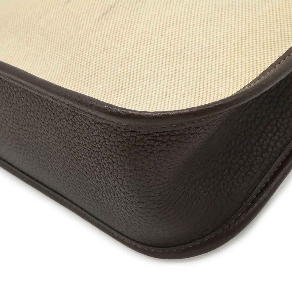 Hermes Vespa PM Shoulder Bag Crossbody Toile Ash Leather Beige Dark Brown — view 3