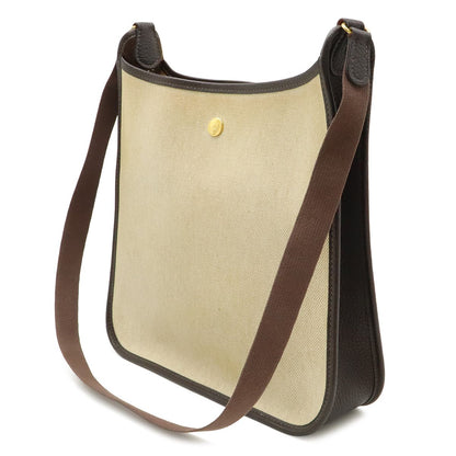 Hermes Vespa PM Shoulder Bag Crossbody Toile Ash Leather Beige Dark Brown — view 2