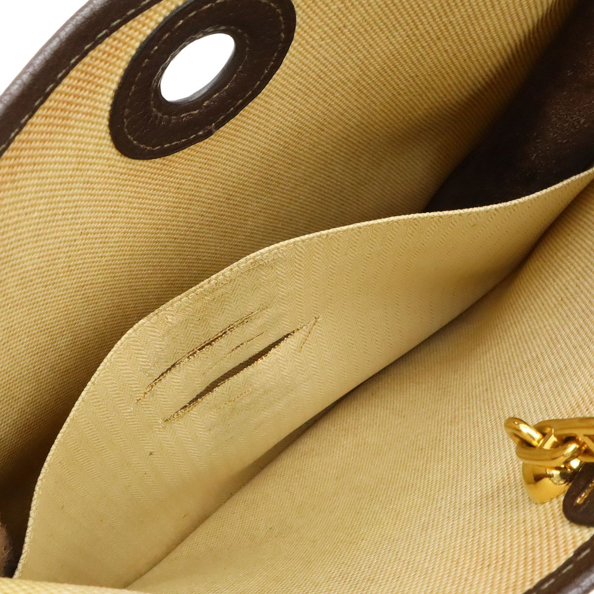 Hermes Vespa PM Shoulder Bag Crossbody Toile Ash Leather Beige Dark Brown — view 7