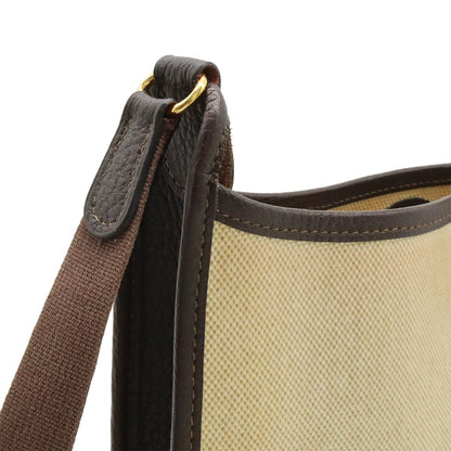 Hermes Vespa PM Shoulder Bag Crossbody Toile Ash Leather Beige Dark Brown — view 5