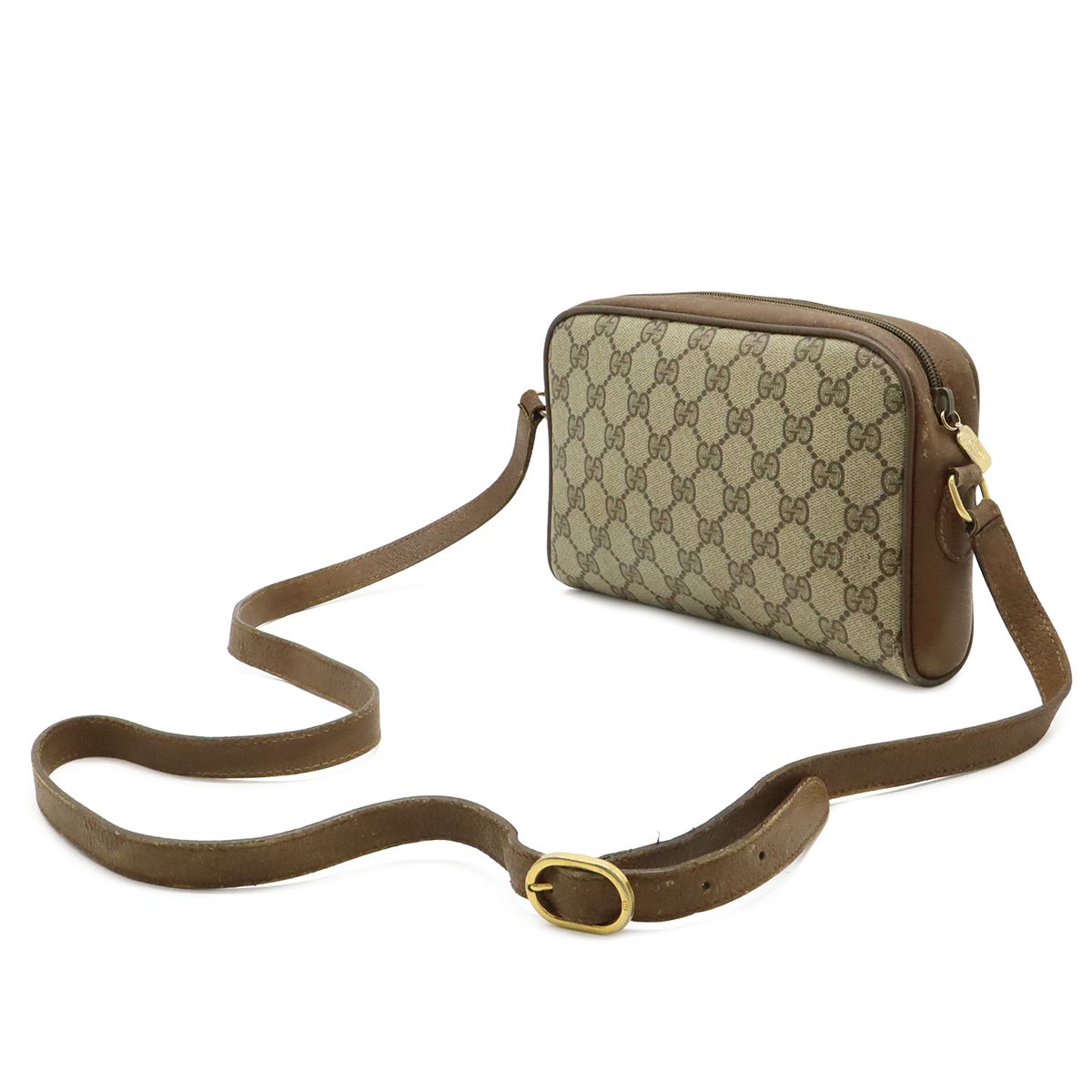 Gucci Vintage GG Plus Sherry Line Shoulder Bag Pochette Leather Beige Brown — view 2