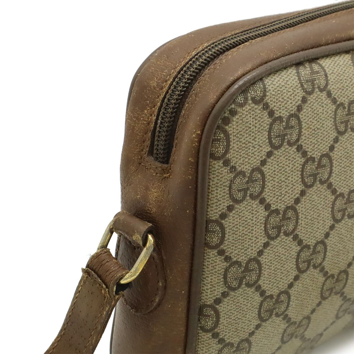 Gucci Vintage GG Plus Sherry Line Shoulder Bag Pochette Leather Beige Brown — view 4