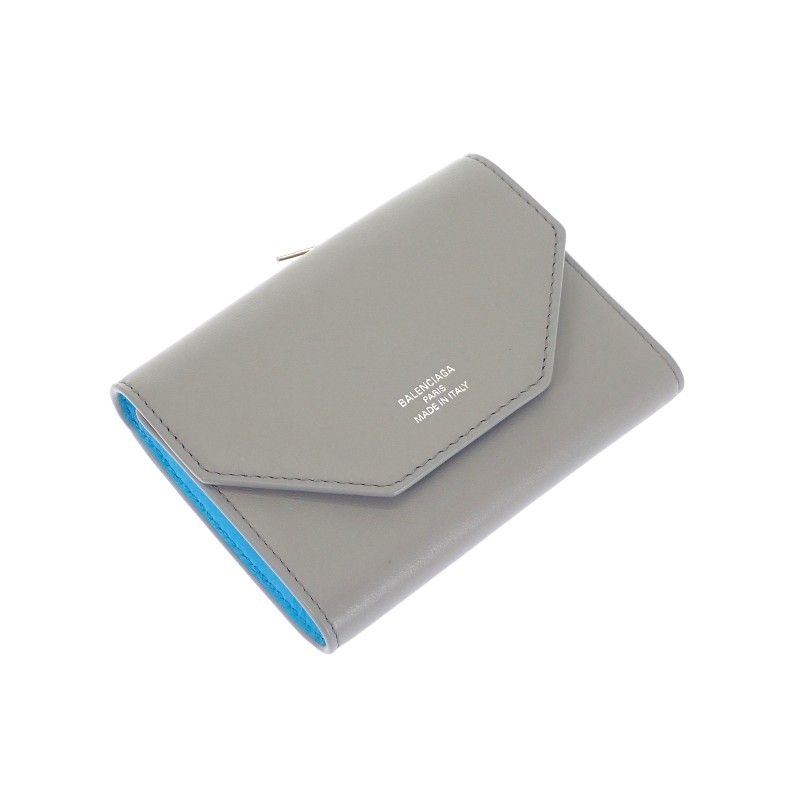 Balenciaga Envelope Mini Wallet Trifold Calf Gray Blue Silver — view 4