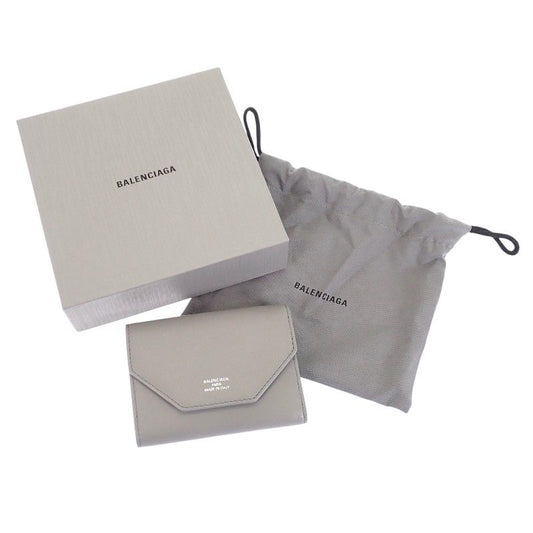 Balenciaga Envelope Mini Wallet Trifold Calf Gray Blue Silver