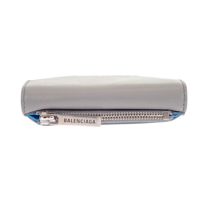 Balenciaga Envelope Mini Wallet Trifold Calf Gray Blue Silver — view 8