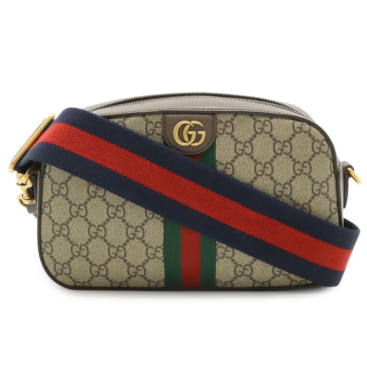 Gucci Ophidia GG Supreme Small Cross Belt Bag 2-Way Clutch Beige Mocha Brown