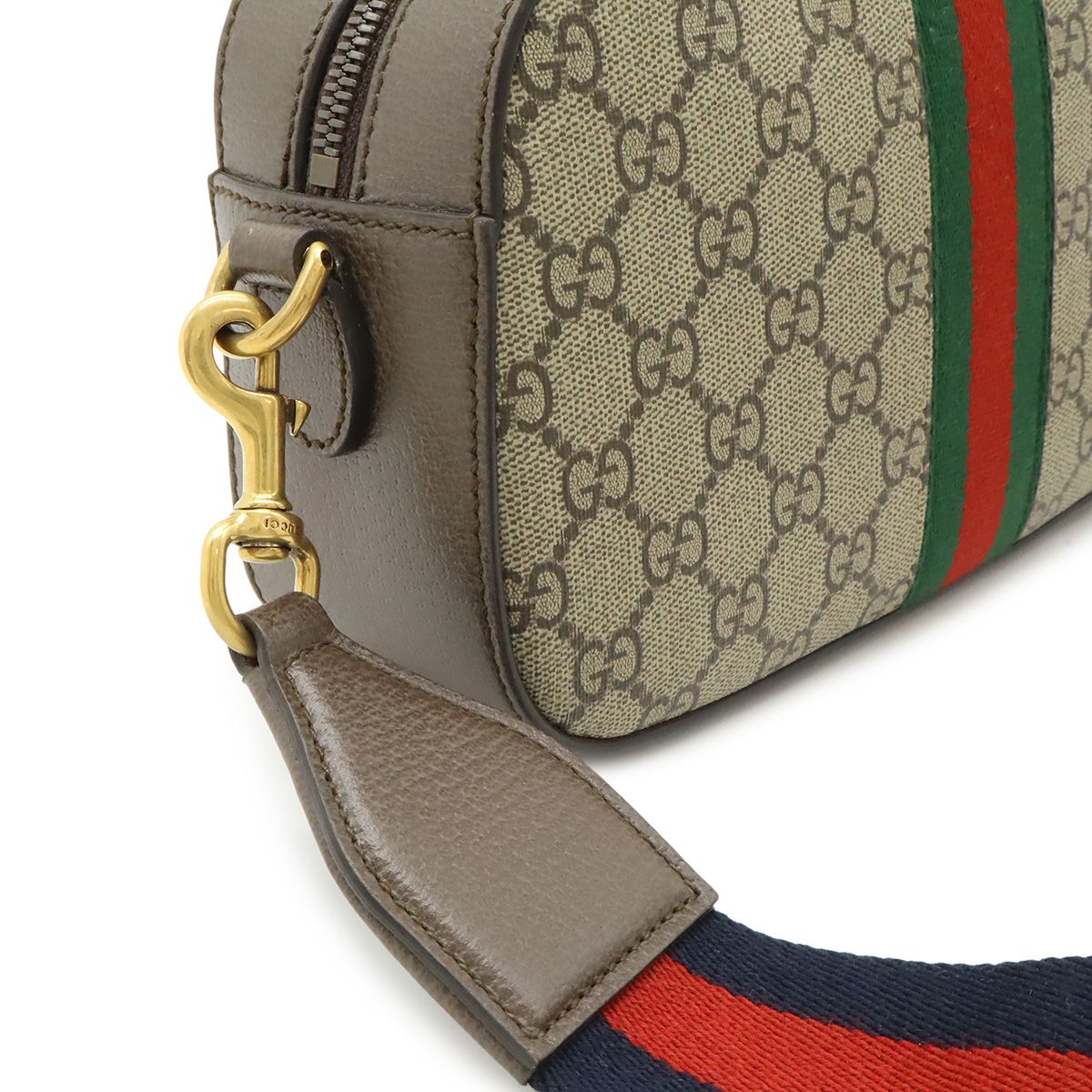 Gucci Ophidia GG Supreme Small Cross Belt Bag 2-Way Clutch Beige Mocha Brown — view 4
