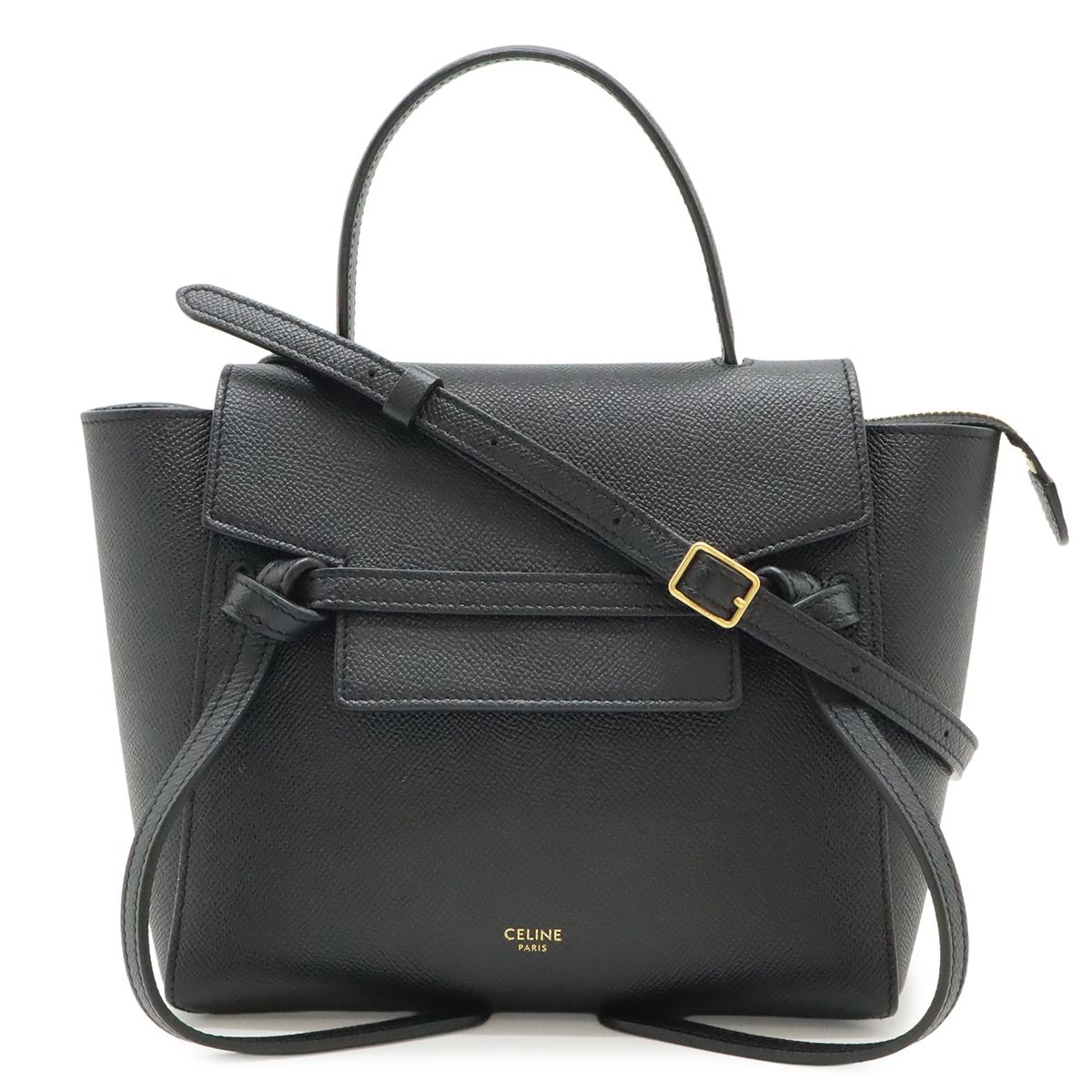Celine Belt Bag Nano 2-Way Crossbody Leather Black Gold