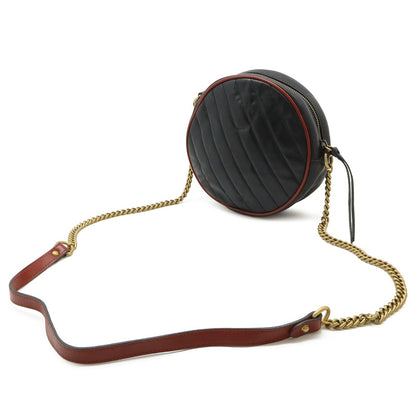 Gucci GG Marmont Round Mini Shoulder Bag Chain Quilted Leather Black Red Gold — view 2