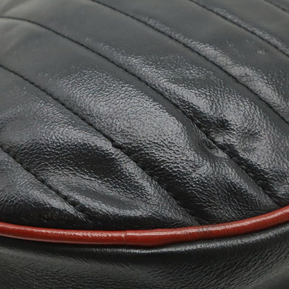 Gucci GG Marmont Round Mini Shoulder Bag Chain Quilted Leather Black Red Gold — view 8