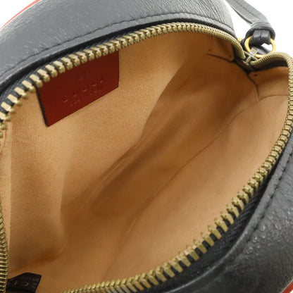 Gucci GG Marmont Round Mini Shoulder Bag Chain Quilted Leather Black Red Gold — view 6