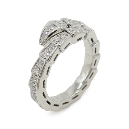 Bvlgari Serpenti Viper Ring Single Coil Pave Diamond 18k White Gold