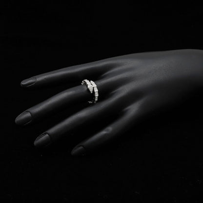 Bvlgari Serpenti Viper Ring Single Coil Pave Diamond 18k White Gold