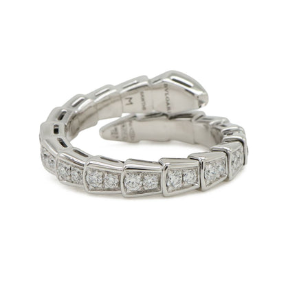 Bvlgari Serpenti Viper Ring Single Coil Pave Diamond 18k White Gold — view 3
