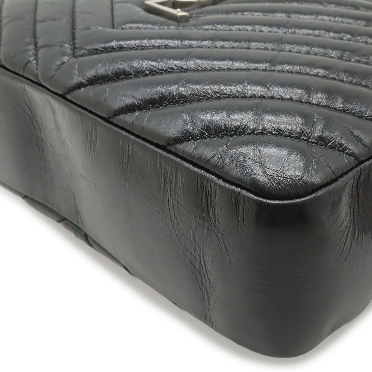 Saint Laurent Paris Yves Camera Bag Pochette Leather Black Silver — view 3