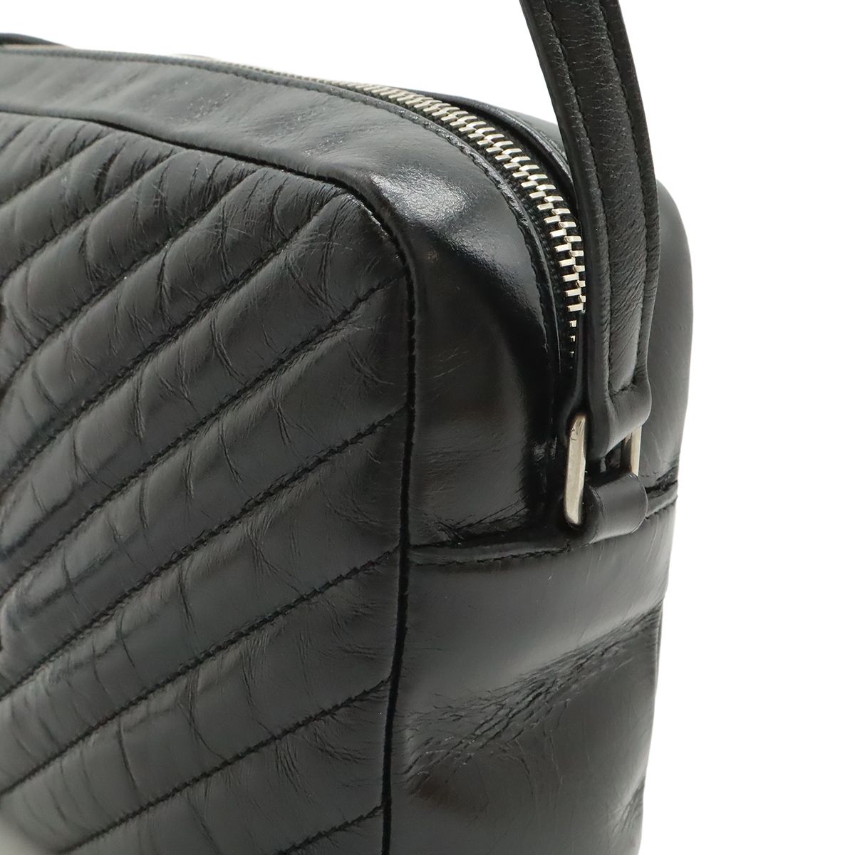 Saint Laurent Paris Yves Camera Bag Pochette Leather Black Silver — view 4