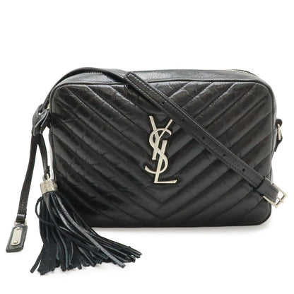 Saint Laurent Paris Yves Camera Bag Pochette Leather Black Silver
