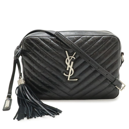 Saint Laurent Paris Yves Camera Bag Pochette Leather Black Silver