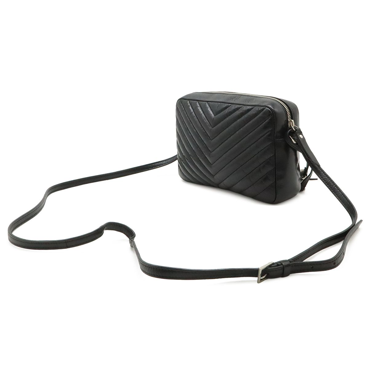 Saint Laurent Paris Yves Camera Bag Pochette Leather Black Silver — view 2