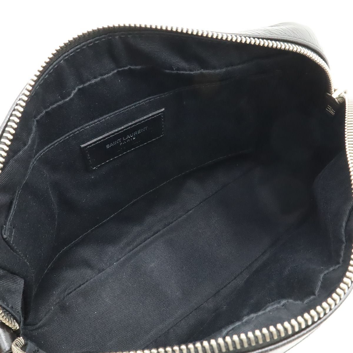Saint Laurent Paris Yves Camera Bag Pochette Leather Black Silver — view 7