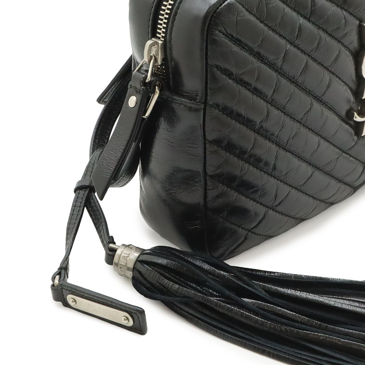 Saint Laurent Paris Yves Camera Bag Pochette Leather Black Silver — view 6