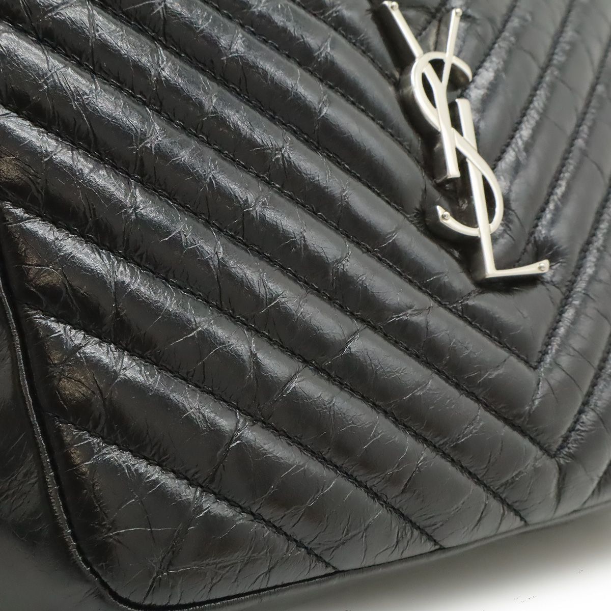 Saint Laurent Paris Yves Camera Bag Pochette Leather Black Silver — view 9