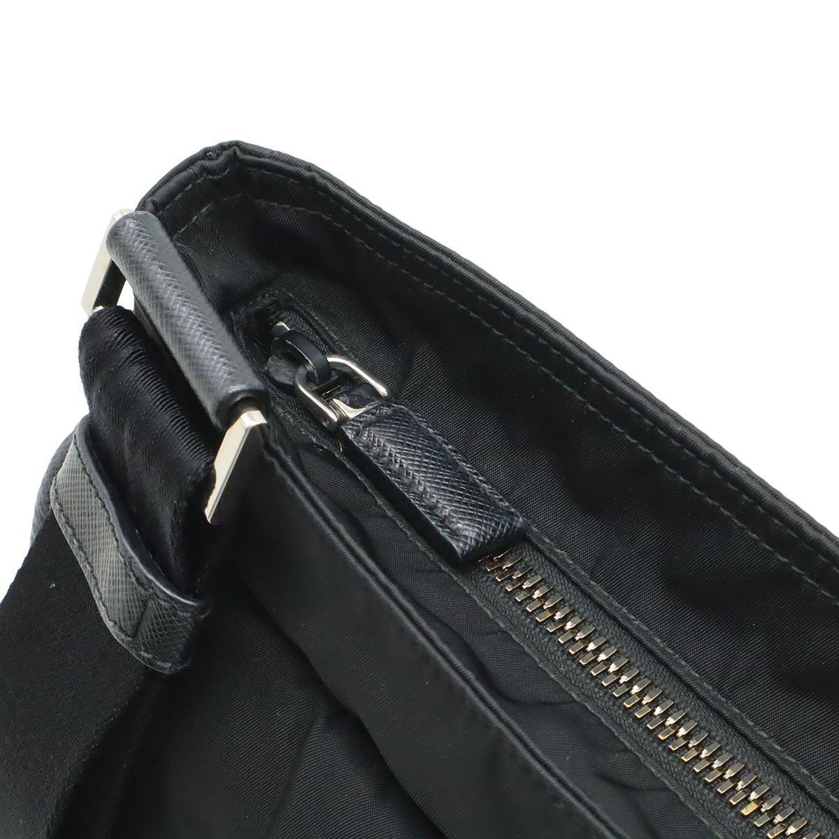 Prada Shoulder Bag Crossbody Nylon Leather Nero Black Silver Overseas Boutique — view 4