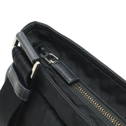 Prada Shoulder Bag Crossbody Nylon Leather Nero Black Silver Overseas Boutique — view 4