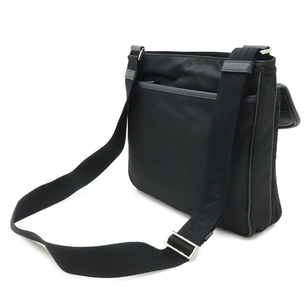 Prada Shoulder Bag Crossbody Nylon Leather Nero Black Silver Overseas Boutique — view 2