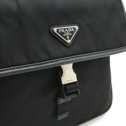 Prada Shoulder Bag Crossbody Nylon Leather Nero Black Silver Overseas Boutique — view 8