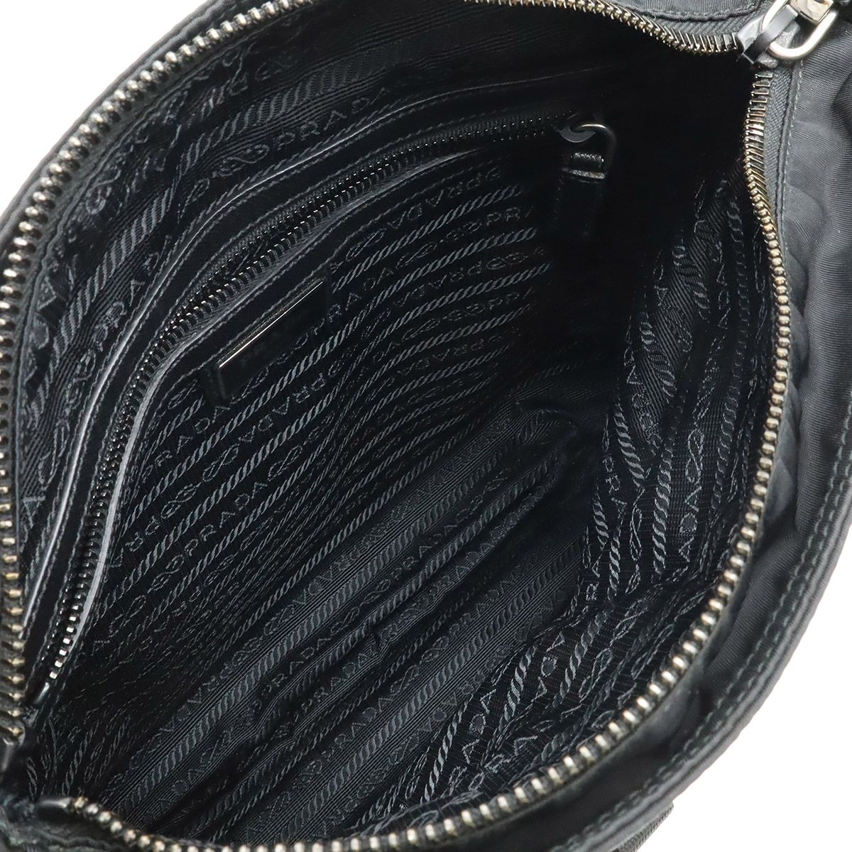 Prada Shoulder Bag Crossbody Nylon Leather Nero Black Silver Overseas Boutique — view 5
