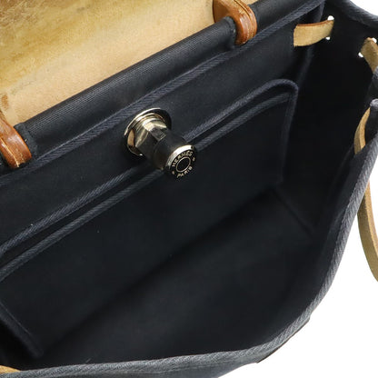 Hermes Herbag PM 2-Way Shoulder Bag Toile Officier GM Black Beige — view 6