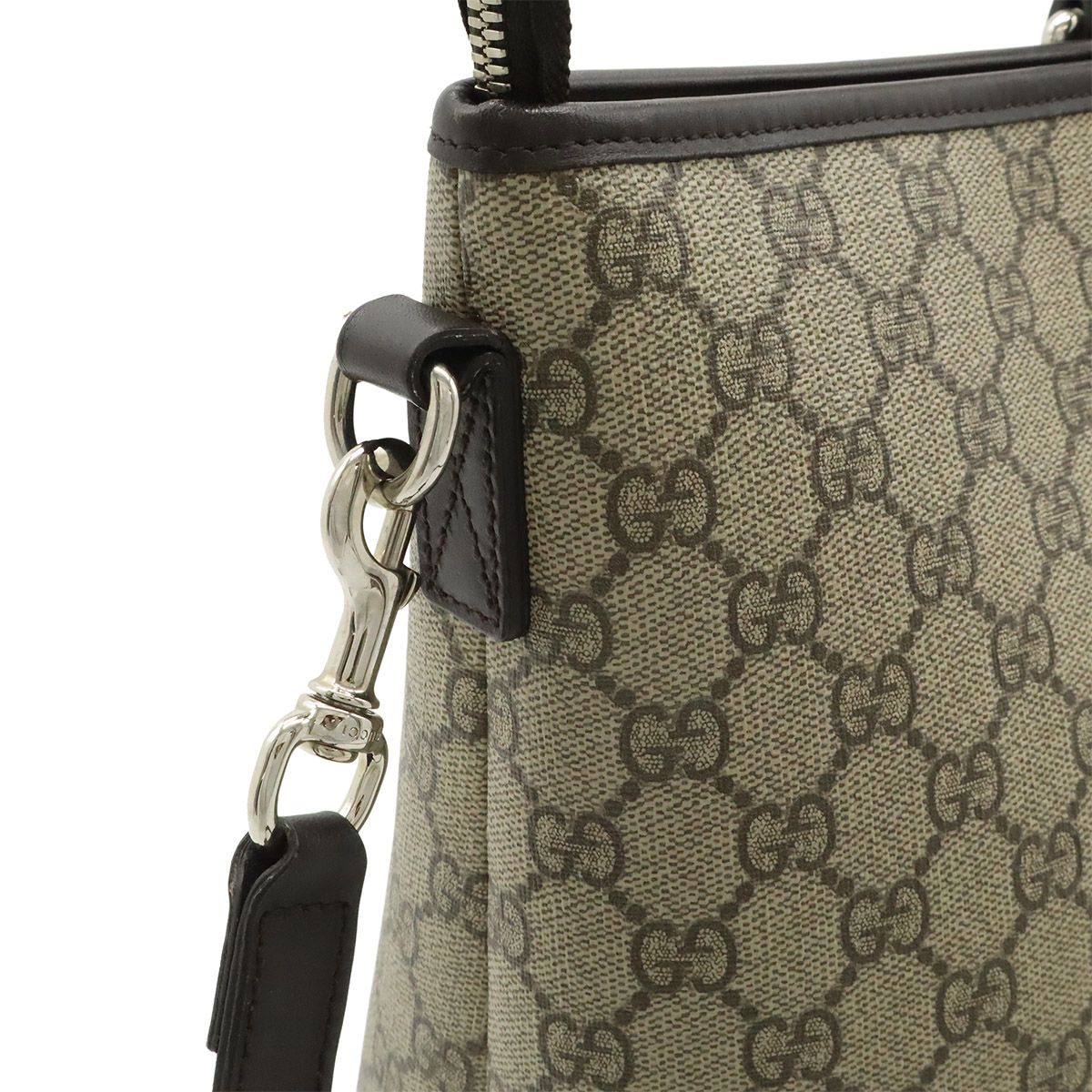 Gucci GG Supreme Tote Large 2-Way Shoulder Bag Crossbody Leather Beige Dark — view 4