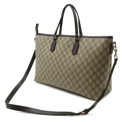 Gucci GG Supreme Tote Large 2-Way Shoulder Bag Crossbody Leather Beige Dark — view 2