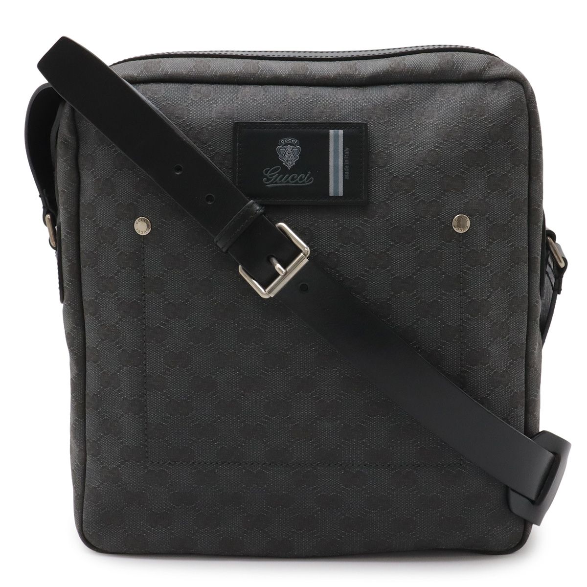 Gucci GG Canvas Shoulder Bag Crossbody Dark Gray Black
