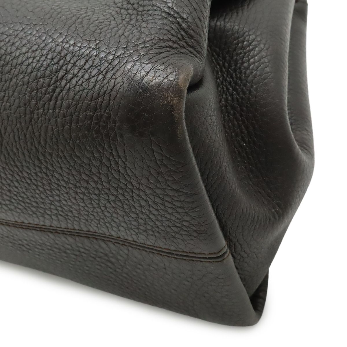 Bvlgari Twist Tote Shoulder Bag Leather Dark Brown Gold — view 3