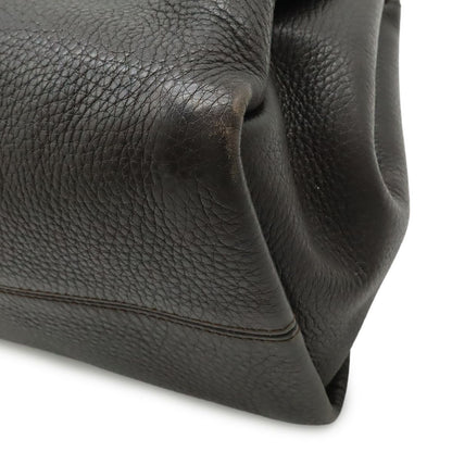Bvlgari Twist Tote Shoulder Bag Leather Dark Brown Gold — view 3