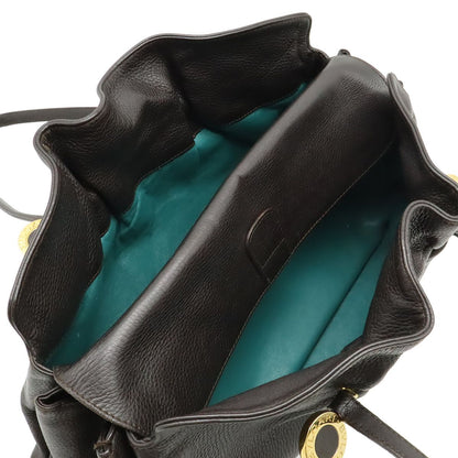Bvlgari Twist Tote Shoulder Bag Leather Dark Brown Gold — view 7